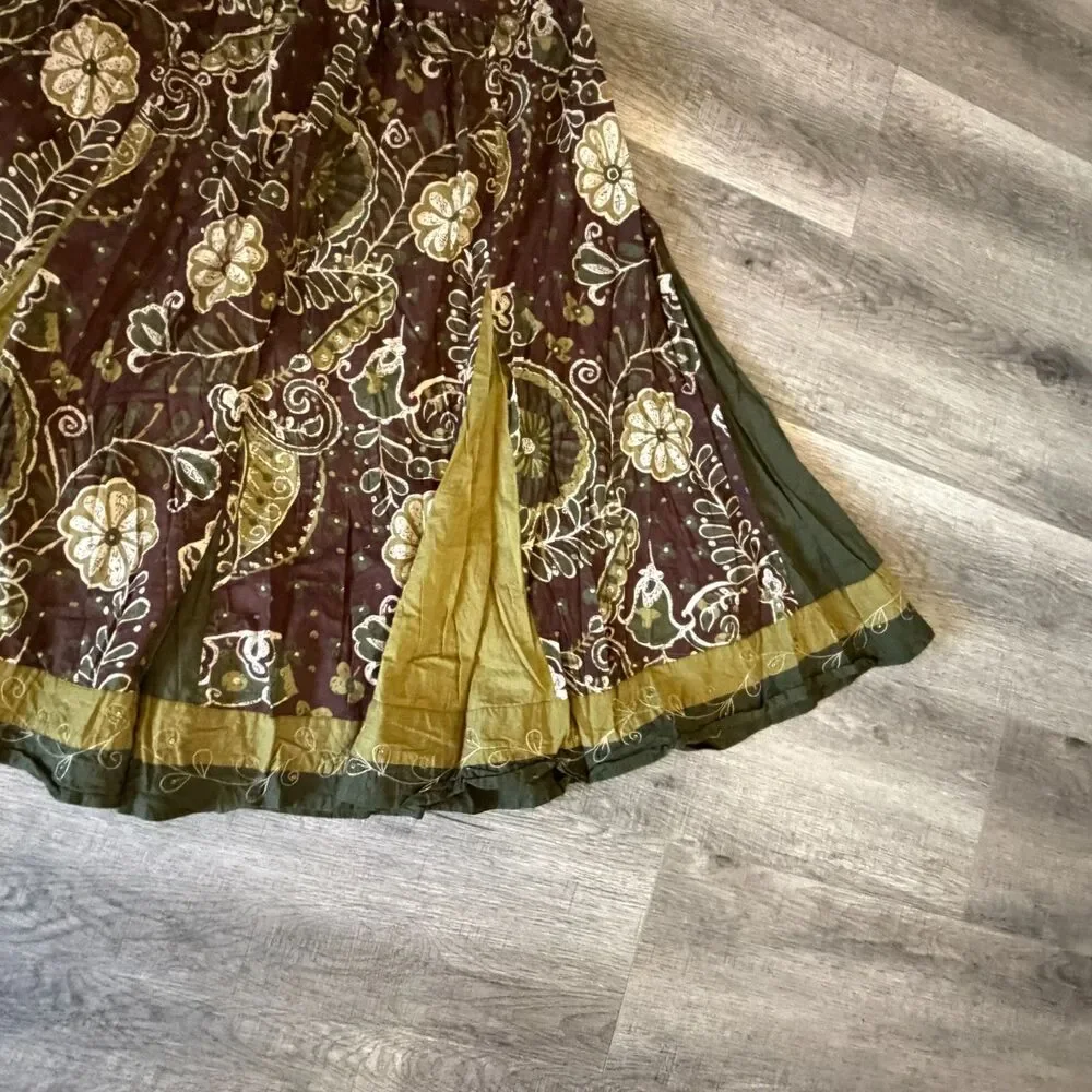 Vintage Boho Floral Cottage Prairie Festival Folk Gypsy Skirt Plus Size 22/24